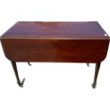 Antique Mahogany one drawer drop leaf table measures approx 30 inches tall by 42 inches long and