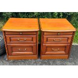 Pair of mahogany 2 door bedside table with slide out shelf, measures approximately 22 inches tall 20