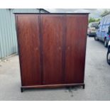 3 door Mahogany Stag Minstrel Wardrobe, approximate measurements Height 70 inches, Width 62