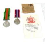 WW2 British war medal, Defence medal with issue paper and box