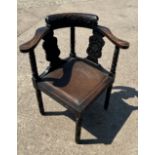 Vintage oak carved corner chair