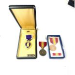 WW2 era purple heart medal together with national defence medals