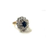 Diamond and sapphire 18ct gold ring UK size between K and L