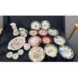 Selection of miscellaneous includes wall hanging plates by H and J cooper, Minton, jugs, pottery etc