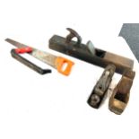 Selection vintage tools to include stanley plane, wooden planes, saws etc