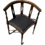 Antique mahogany leather seat corner chair