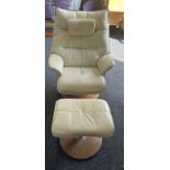 Cream Zedere easy chair and foot stool