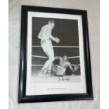 Framed signed poster / print Henry Cooper knocks down Cassius Clay with COA approximate