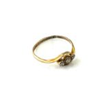 Unmarked 18ct gold ladies 3 stone diamond ring UK size Q weighs approx 2.2 grams