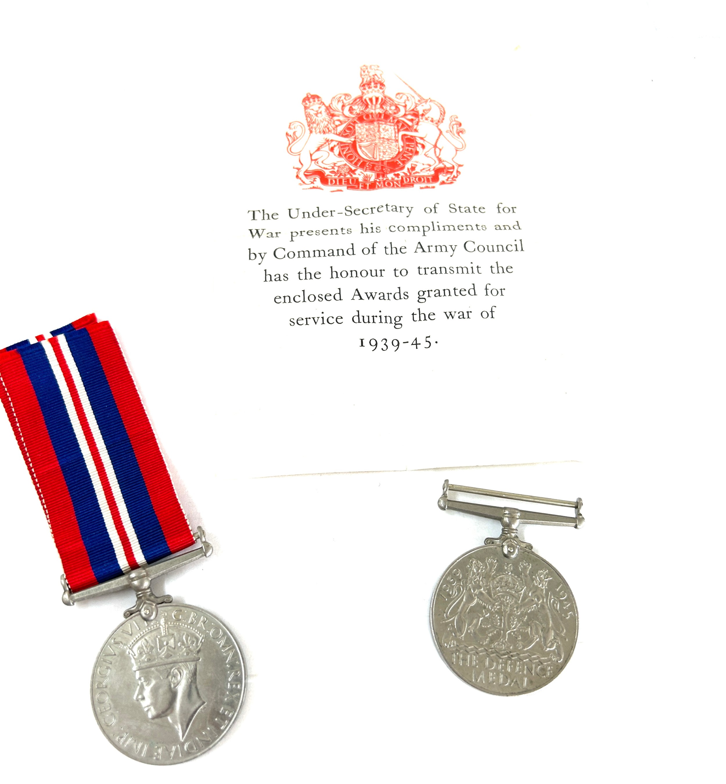WW2 British war medal, Defence medal with issue paper and box
