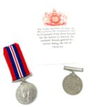 WW2 British war medal, Defence medal with issue paper and box