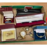 Box of vintage and later watches includes Rotary, Accurist etc