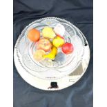 Vintage French cut glass crystal fruit centre bowl with fake fruit