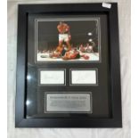 Framed signed print Muhammad Ali bs Sonny Liston approximate measurements: Height 22.5 inches, width