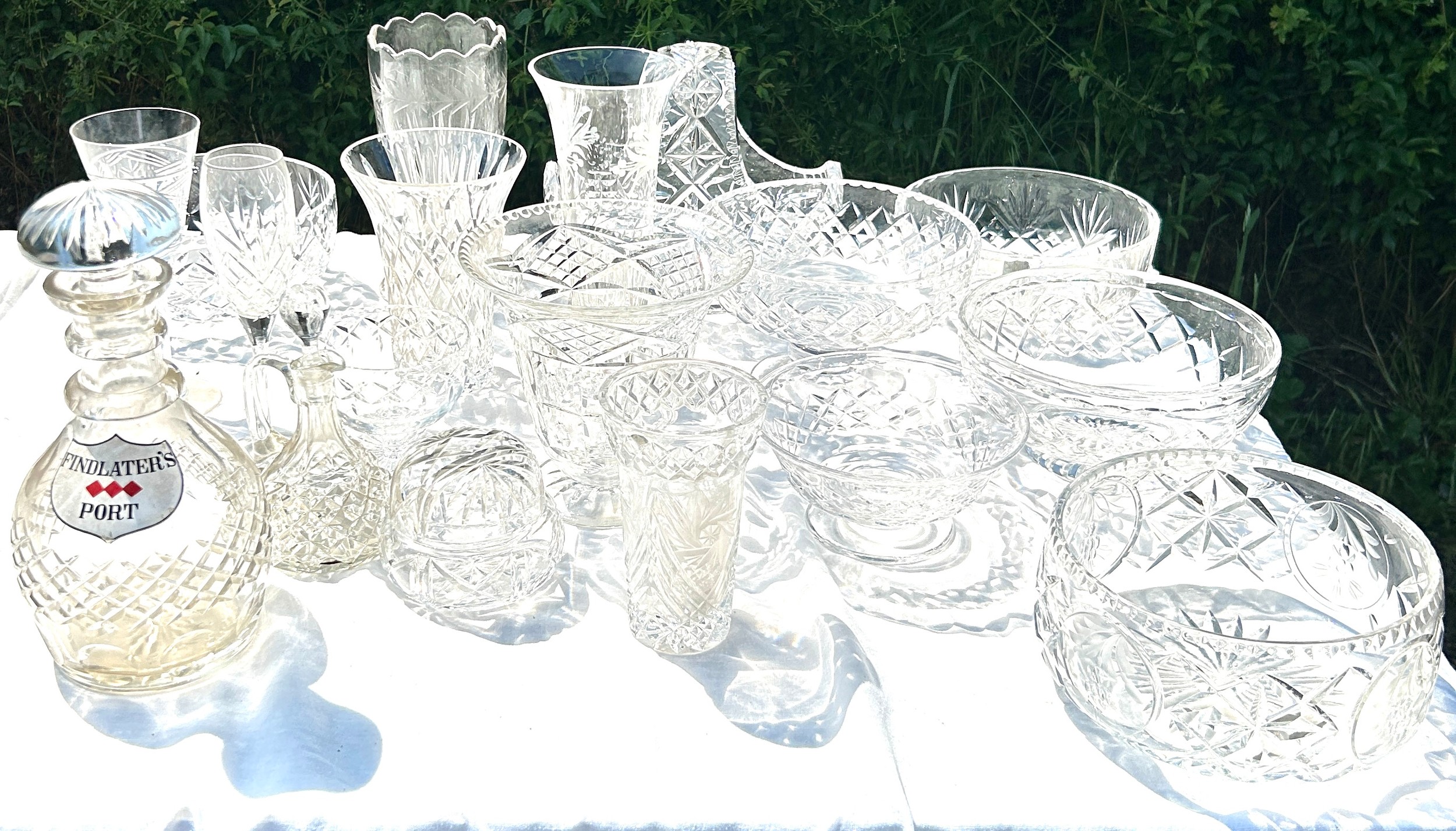 Selection of cut glass to include Worsley and Webb