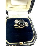 Vintage 9ct gold sapphire & diamond ring (3.5g)