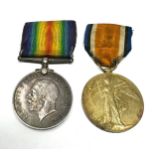 Casualty K.I.A WW1 Medal pair Bedford regt to pte.w.r.glass bedf.r