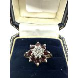 9ct gold diamond & garnet ring (2.1g)