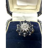 9ct gold vintage diamond & sapphire ring (2.9g)