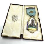 Boxed silver & enamel Masonic Founders jewel mossley hill lodge No 7963