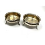Pair of silver salts each measure approx 6.5cm dia weight 137g