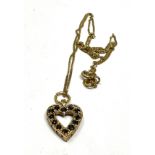 9ct gold sapphire heart pendant & 9ct gold necklace chain weight 2.5g