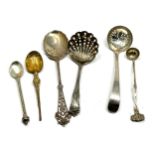 6 antique silver spoons includes shifter spoons etc
