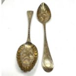 2 georgian silver berry spoons