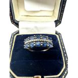 9ct gold diamond & blue stone ring (2.9g)