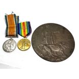 ww1 death plaque and medal pair to 107433 gnr s.t.wheadon .r.a