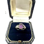 9ct gold amethyst & diamond ring (2.5g)