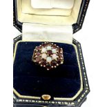 Vintage 9ct gold opal & garnet ring (4g)