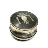 Small antique silver ring box measures approx 5cm dia