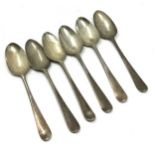 6 Georgian silver tea spoons