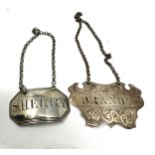 2 antique georgian & victorian silver wine labels