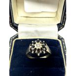 9ct gold vintage diamond & sapphire ring (2.9g)