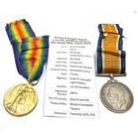 Casualty K.I.A WW1 Medal pair Duke of Cornwalls light infantry 1st 5 battalion to pte r.k.brook d.of