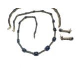 3 x 9ct kyanite tennis bracelet necklace & earring set , missing 1 stone as shown (37.8g)