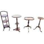 Oak 3 tier cake stand, 3 occasional tables