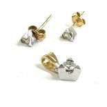 18ct gold Diamond pendant and stud earrings, earrings need new backs