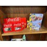 Selection of boxed original Coca cola vehicles to include vehicle set, 4 individually boxed trucks