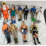 Selection of 10 Retro 1994 action men figures with clothes and accessories