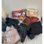 Selection of brand new clothing includes Radley bag, shoe last, bags, yours boots etc
