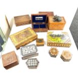 Selection of vintage wooden boxes includes inlaid etc