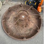 Vintage Mexican hat cast iron pig trough measures approx 34 inches diameter by 12 inches tall