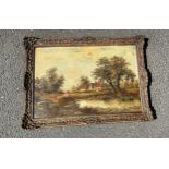 Oil on canvas in a gilt frame signed Goodwin measures approx 28 inches wide by 20 inches tall
