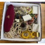 Box of vintage costume jewellery