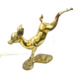 Large brass statue of a leaping dear, approximate measurements: Height 16 inches, Base is 11 inches