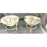 2 Vintage ornate brass and glass centre bowls, height approximately 7 inches tall diameter 9,5