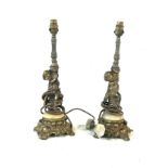 Pair of ornate table lamps, 43cm tall